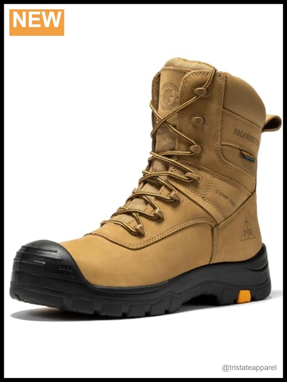 Men's 8" Composite Toe Waterproof Leather Work Boots Lace Up Construction